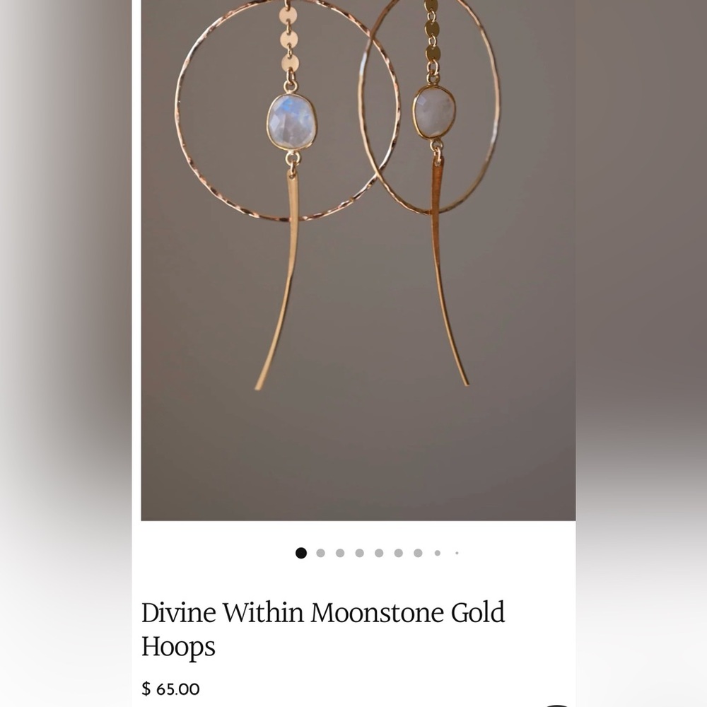 NWT Fierce Forward Divine Within Moonstone Gold Hoops - Picture 3 of 7